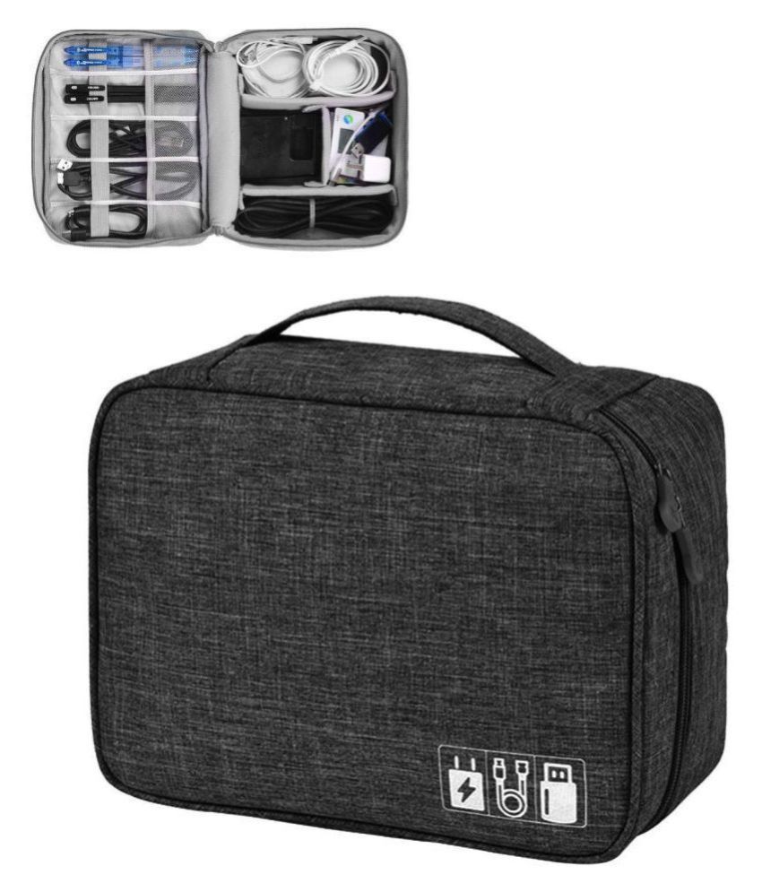     			House Of Quirk Black Electronics Accessories Organizer Bag