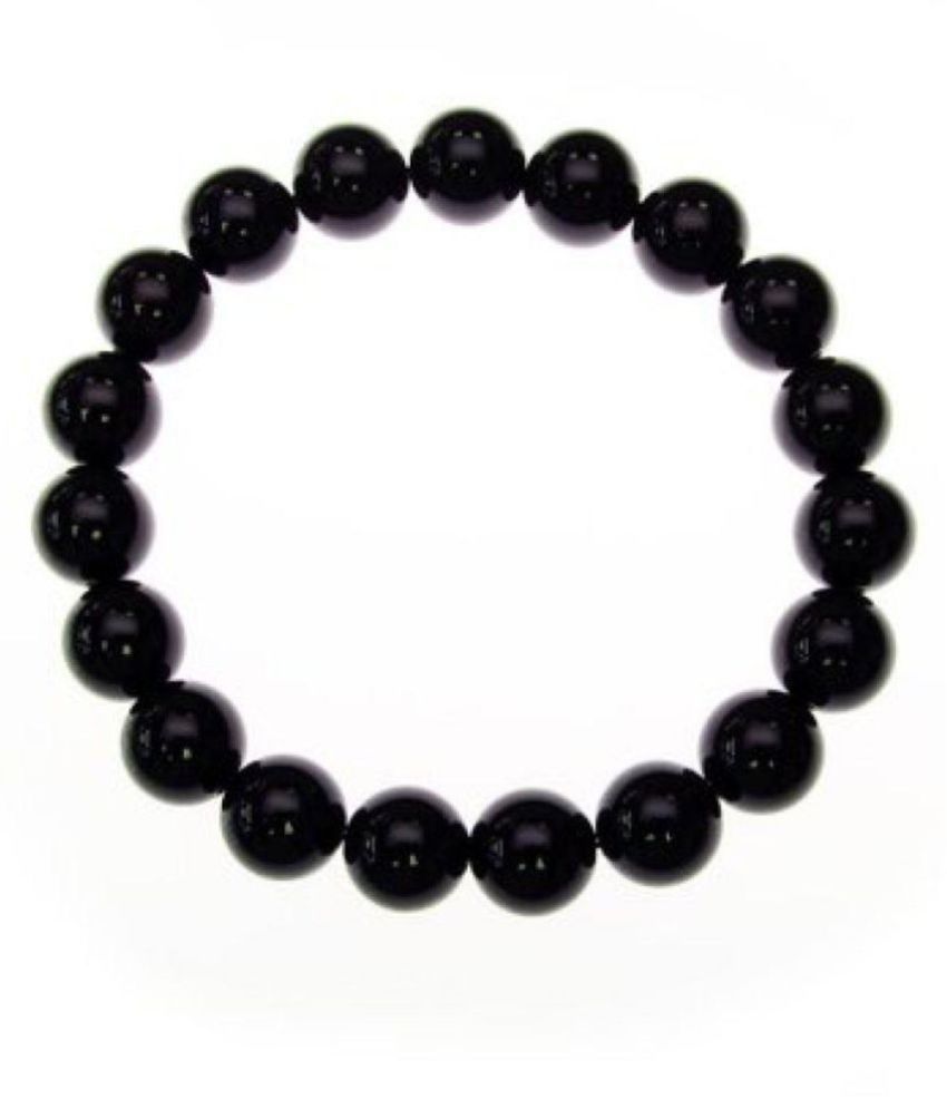 Pooja Gems 8mm Black Onyx Natural Agate Stone Bracelet 