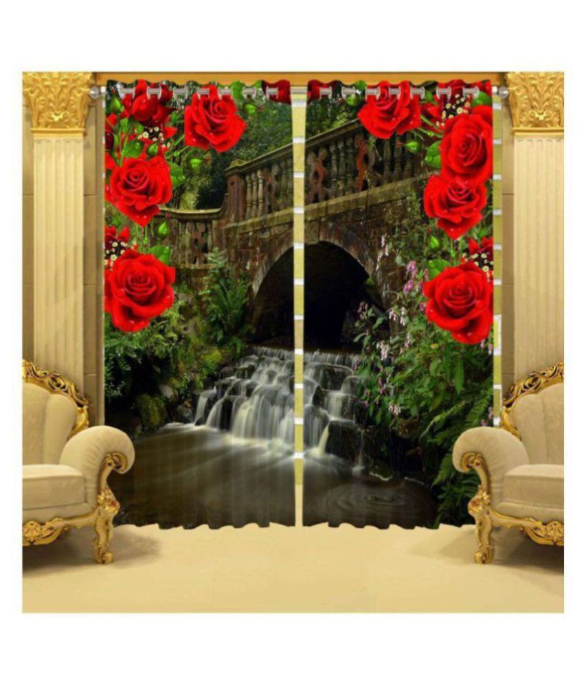     			Fashion Alley Set of 2 Window Semi-Transparent Eyelet Polyester Curtains Multi Color