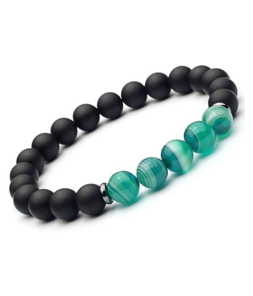     			8mm Black Onex Matte With Green Onex Natural Agate Stone Bracelet