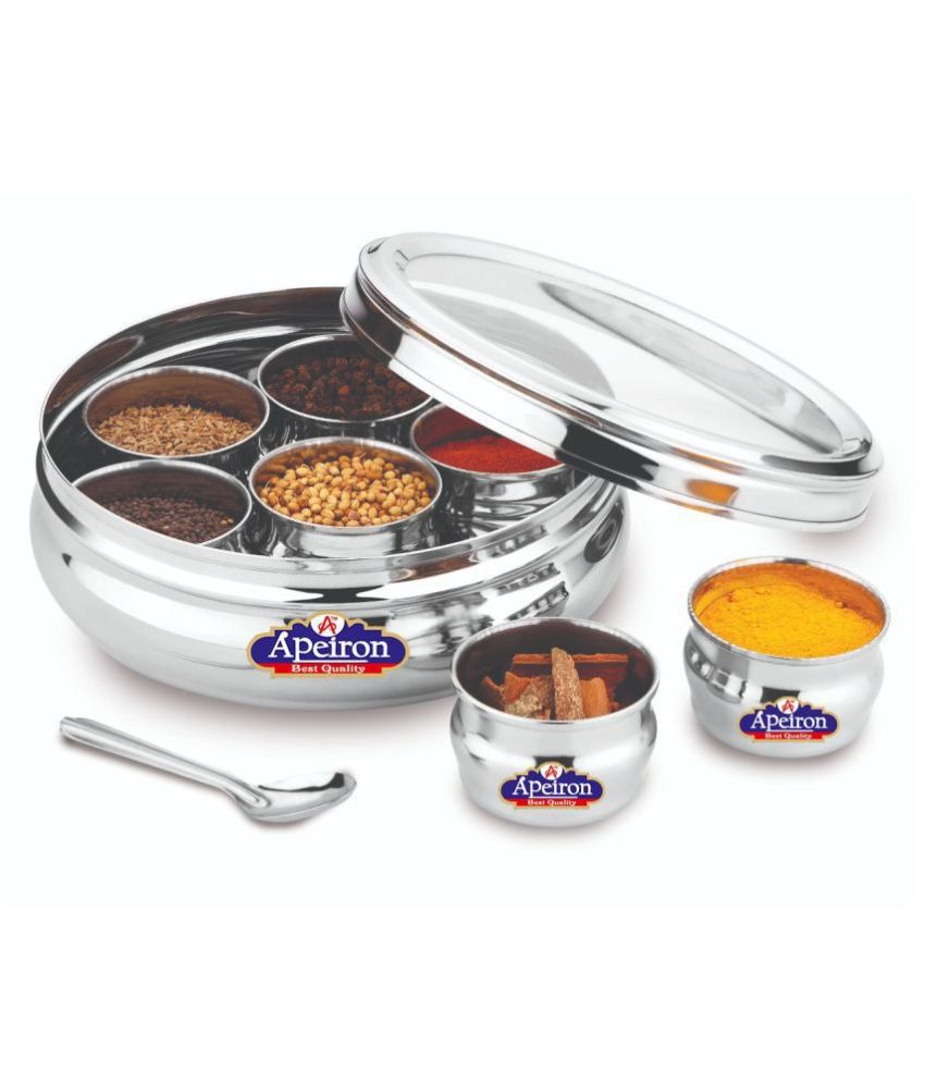     			APEIRON Masala Dabba Belly Steel Spice Container Set of 1 2000 mL