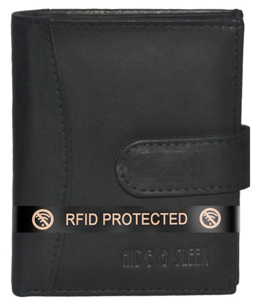     			RFID Protected Genuine Black Leather 16 Slot Credit Card Holder
