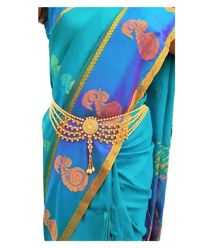 THANU'S CRAFT Traditional embroidery cloth Saree Waist Body Belt  stretchable Kamarpatta kamarband for Women Saree (golden belt for saree) :  Amazon.in: Clothing & Accessories