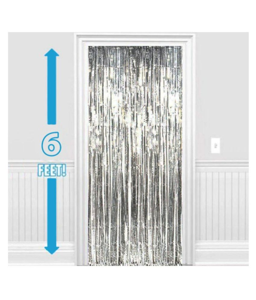     			Blooms Silver Metallic Foil Curtain Pack of 4