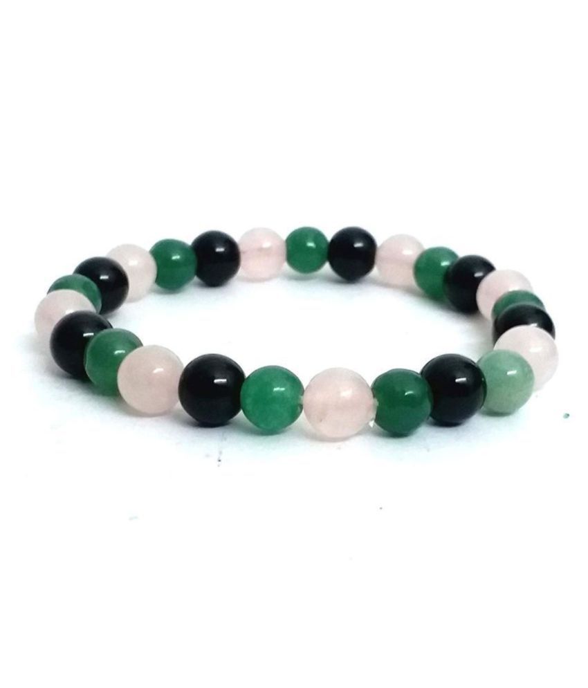     			Green Aventurine, Rose Quartz & Black Onyx 8 MM Stretch Bracelet