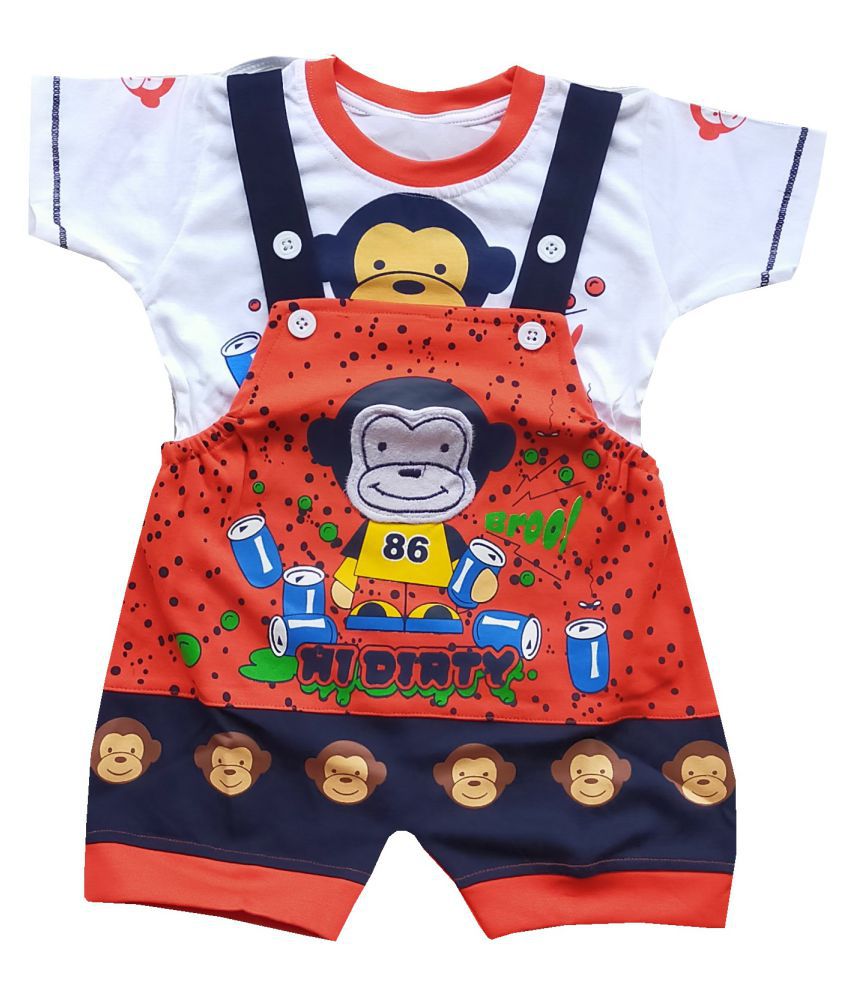     			SHINGY Baby Boy Baby Girl Cotton Dungaree With T-Shirt