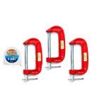 GLOBUS MINI C OR G CLAMP 3"( 75 MM ) SET/3 PCS AND MEASURING TAPE 3 MTR/10 FEET/ 120 INCHES.