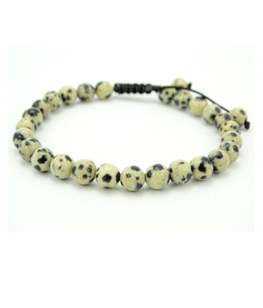     			8mm Black and Yellow Dalmation Spot Natural Agate Stone Bracelet