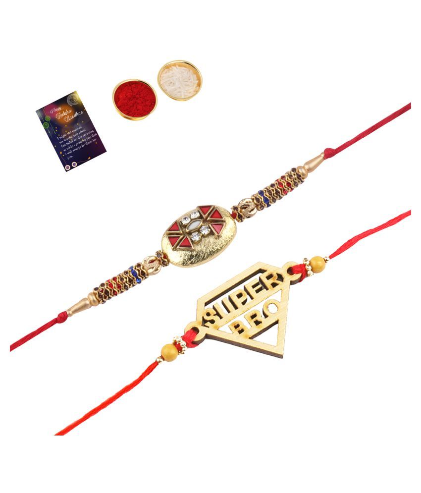     			Paola Fashion Charm Bhaiya Rakhi " SUPER HERO" Designer Pendent With  Designer Look  Rakhi Combo  For Bhaiya With Roli Chawal And  Greeting Card