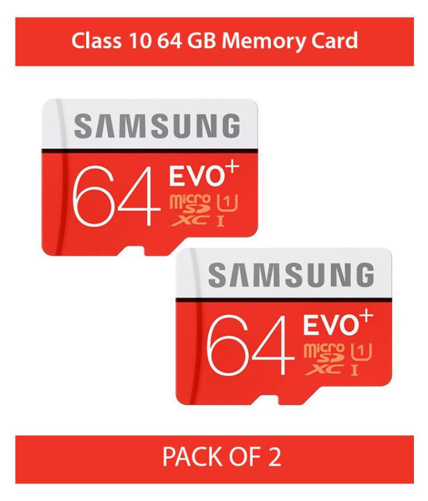 Samsung EVO Plus 64GB microSDXC UHS-I U3 100MB/s Memory Card with Adapter(Combo of 2)