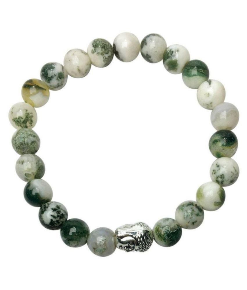     			8mm Green Tree Agate With Buddha Natural Agate Stone Bracelet
