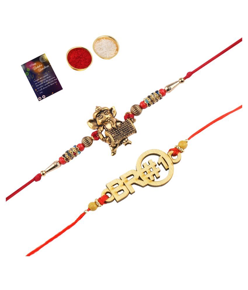     			Paola Stylish  Bhaiya Rakhi " BRO" Designer Pendent With  Designer Look"BAL GANESH"Rakhi Combo  For Bhaiya With Roli Chawal And  Greeting Card