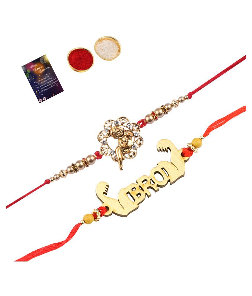     			Paola Stylish  Bhaiya Rakhi " BRO" Designer Pendent With  Designer Look"BAL GOPAL"Rakhi Combo  For Bhaiya With Roli Chawal And  Greeting Card