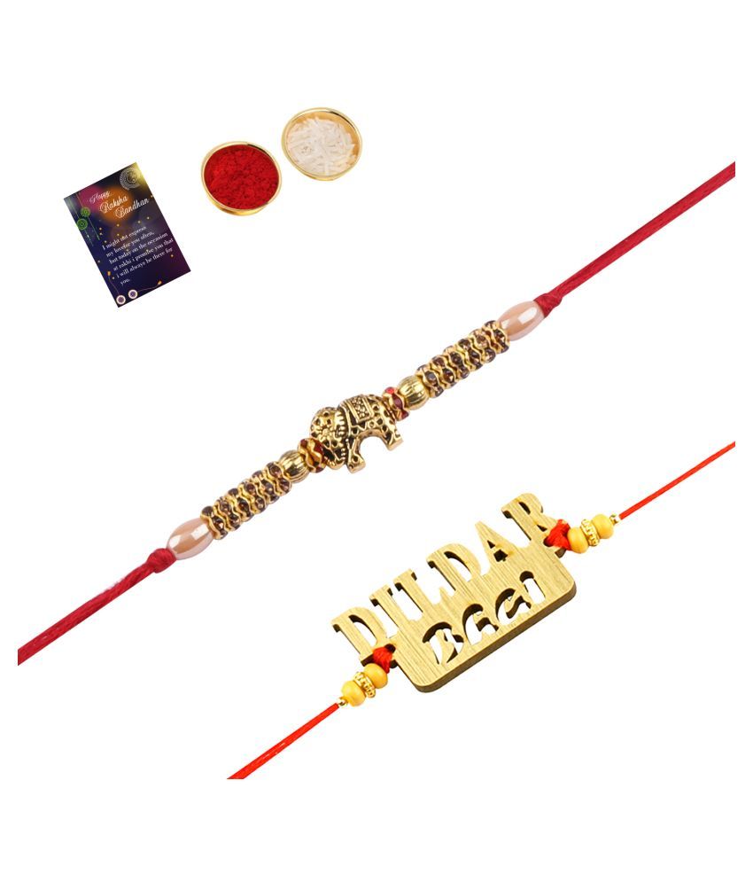     			Paola Stylish Designer Look  Rakhi  With  "DILDAR BHAI "  Rakhi combo For  Bhaiya With Roli Chawal And  Greeting Card