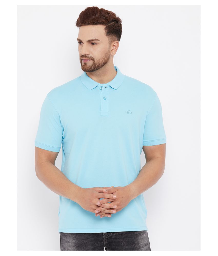     			98 Degree North Cotton Blend Turquoise Plain Polo T Shirt