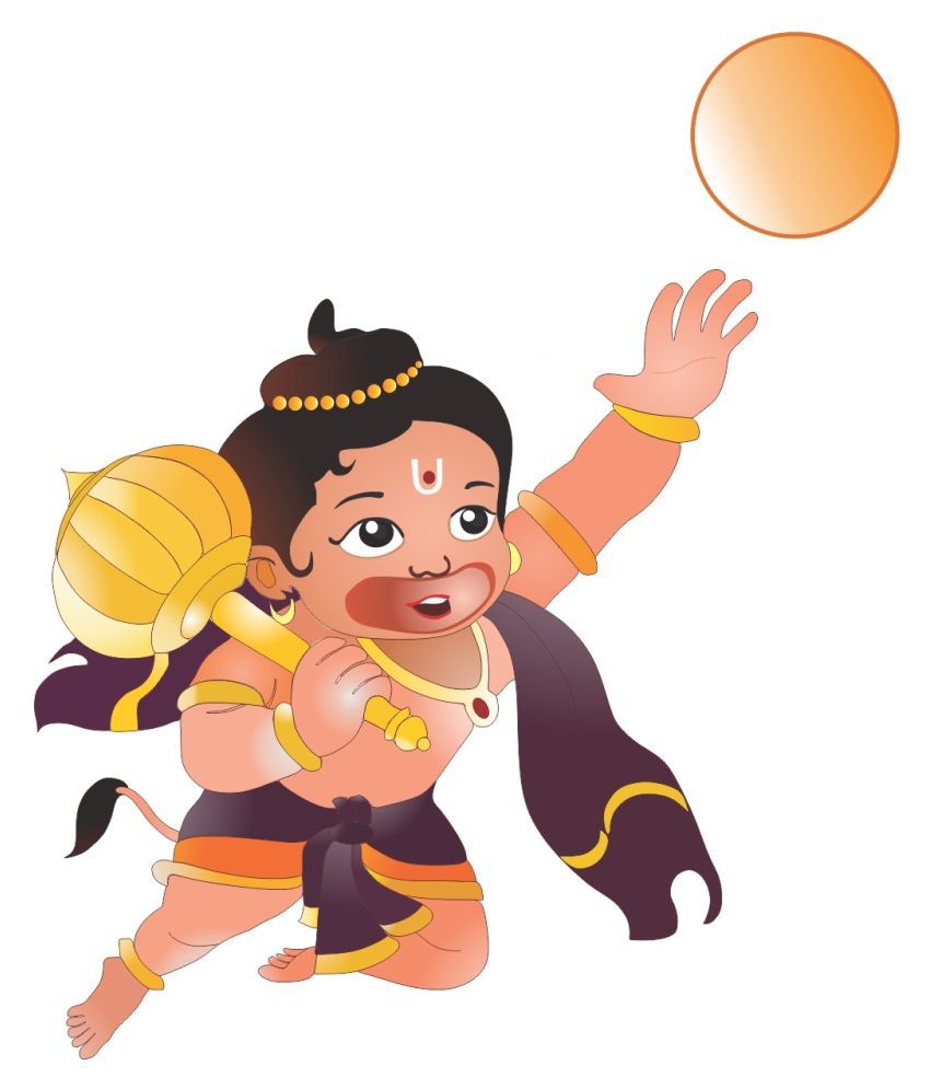     			Asmi Collection Baal Hanuman Catching Sun Wall Sticker ( 80 x 70 cms )