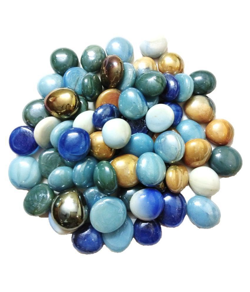     			DS Milky Round Glass Pebbles/Gravels/Beads/Stone/for Aquarium, Table, Vase, Fountain (Multicolour) Approx 63 Pieces
