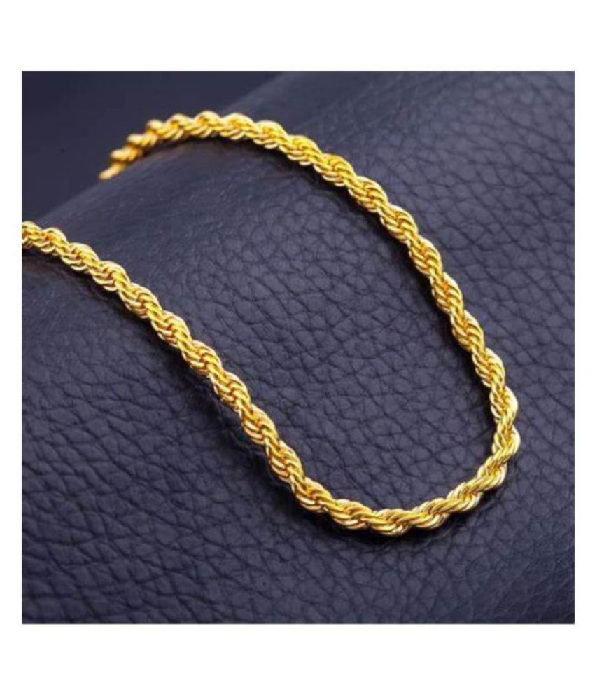 Jewar Mandi Chain Gold Plated Brass & Copper Rope/Rassi Chain Daily Use Jewelry For Men & Boys