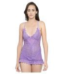 N-Gal Polyester Baby Doll Dresses With Panty - Purple