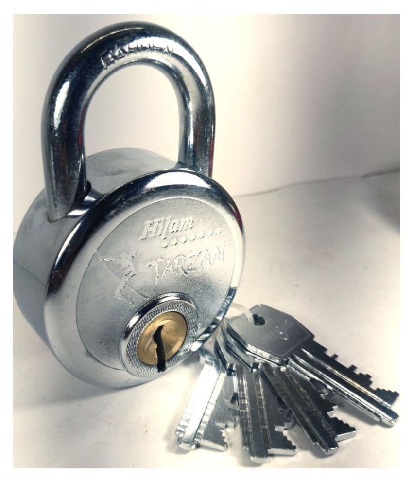Home Decor Hilam Tarzan Steel Double Locking 10 Lever Lock with 4 Keys (78 mm, Chrome)…