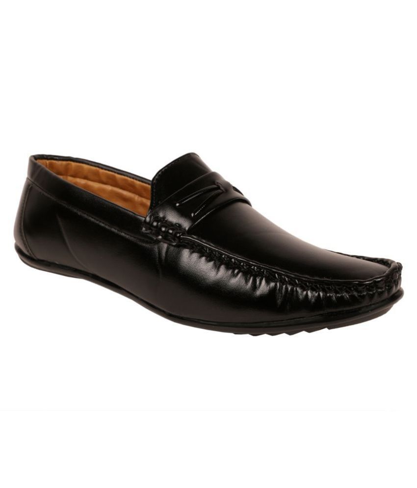     			SHOES KINGDOM Black Loafers