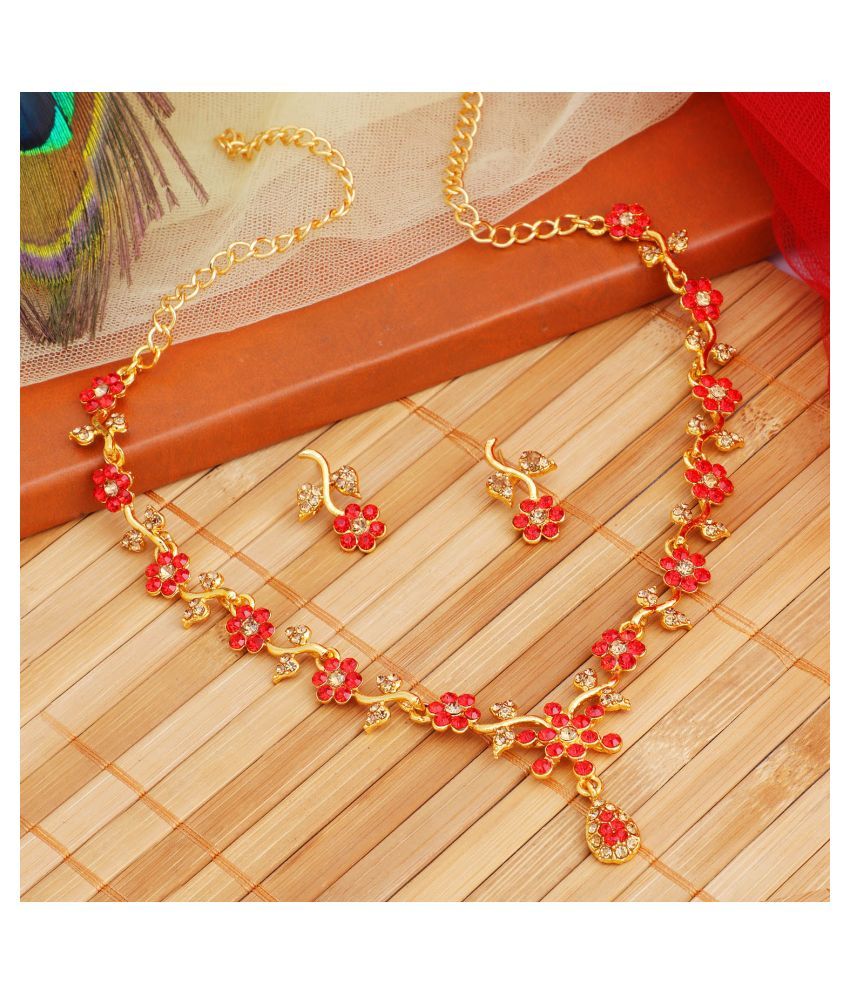     			Sukkhi Alloy Red Traditional Necklaces Set Collar