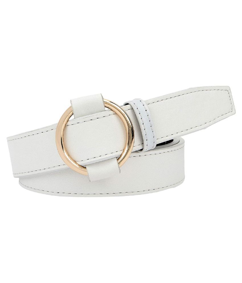     			Zacharias White Faux Leather Casual Belt