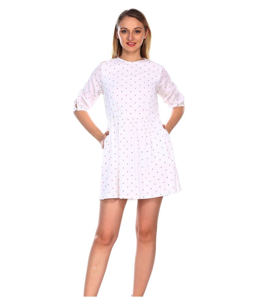     			Ess Emm Clothing Cotton White A- line Dress