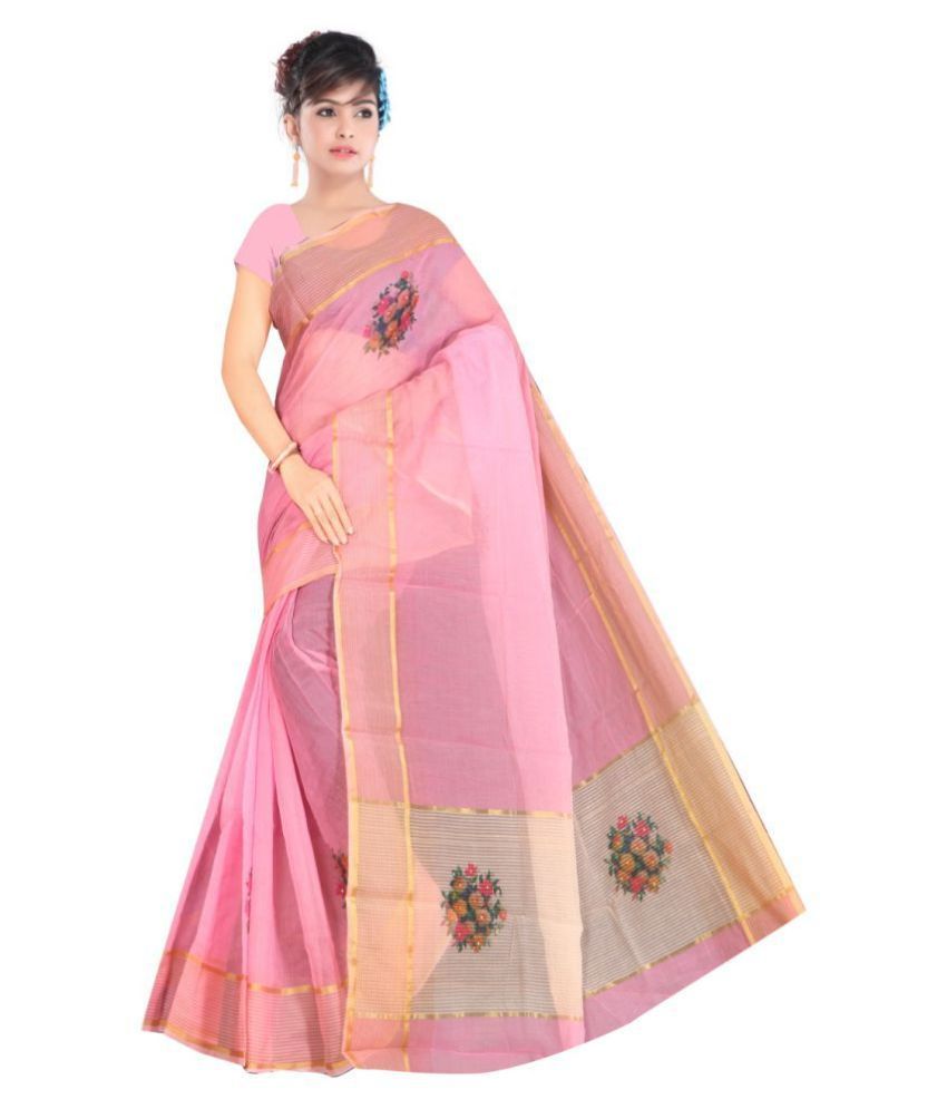 Saree Ghar Pink Cotton Saree Buy Saree Ghar Pink Cotton Saree Online At Low Price