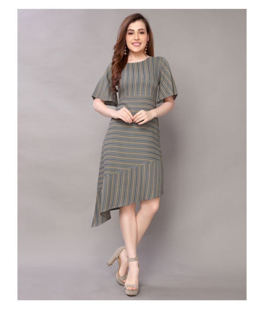     			Selvia Rayon Green Asymmetric dress