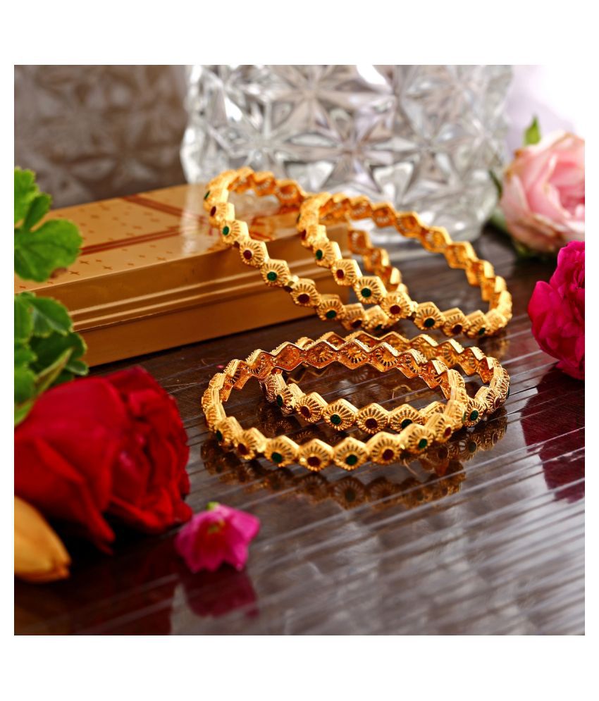     			Vighnaharta Traditional Wear 1gm Gold Plated Alloy Bangle for Women and Girls- pack of 4 pcs Bangle - [VFJ1001BG2-4]