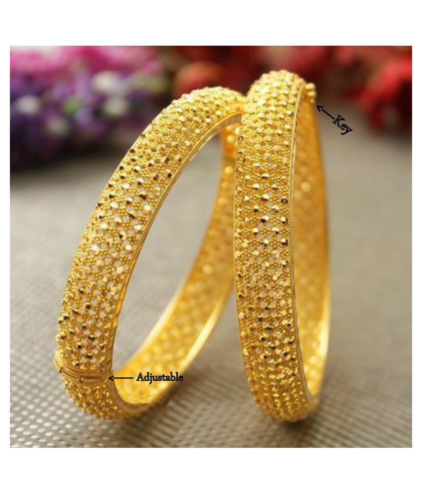    			Vighnaharta Traditional Wear Adjustable 1gm Gold Plated Alloy Bangle (Kada, Tode) for Women and Girls - pack of 2 pcs Bangle- [VFJ1015BG2-6]
