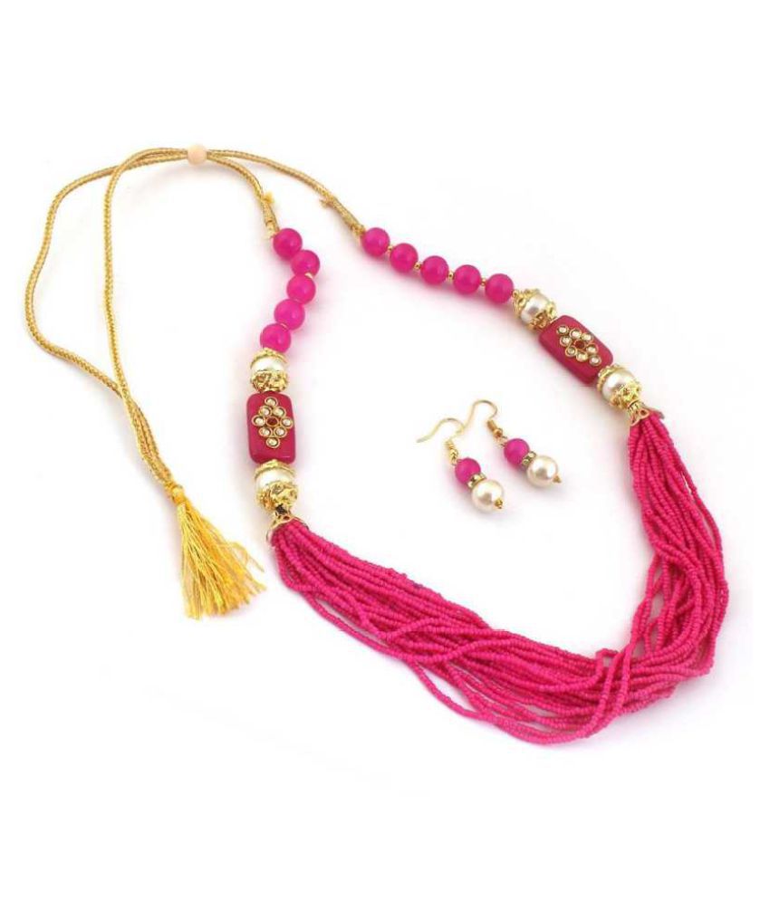     			Jewar Mandi - Pink None Necklace Set ( Pack of 1 )
