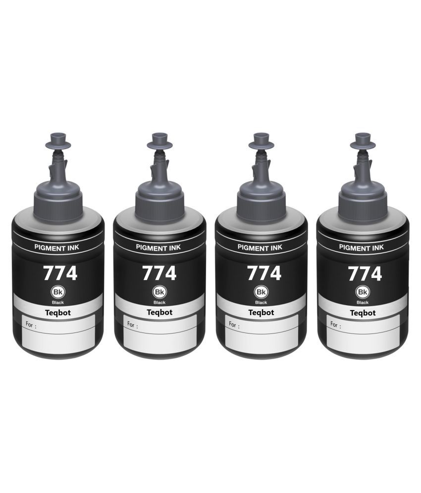 TEQBOT 774 L605 Epson Black Pack of 4 Ink bottle for Refill Ink for Epson EcoTank T774 / T7741 / M100 / M105 / M200 / M205 / L655