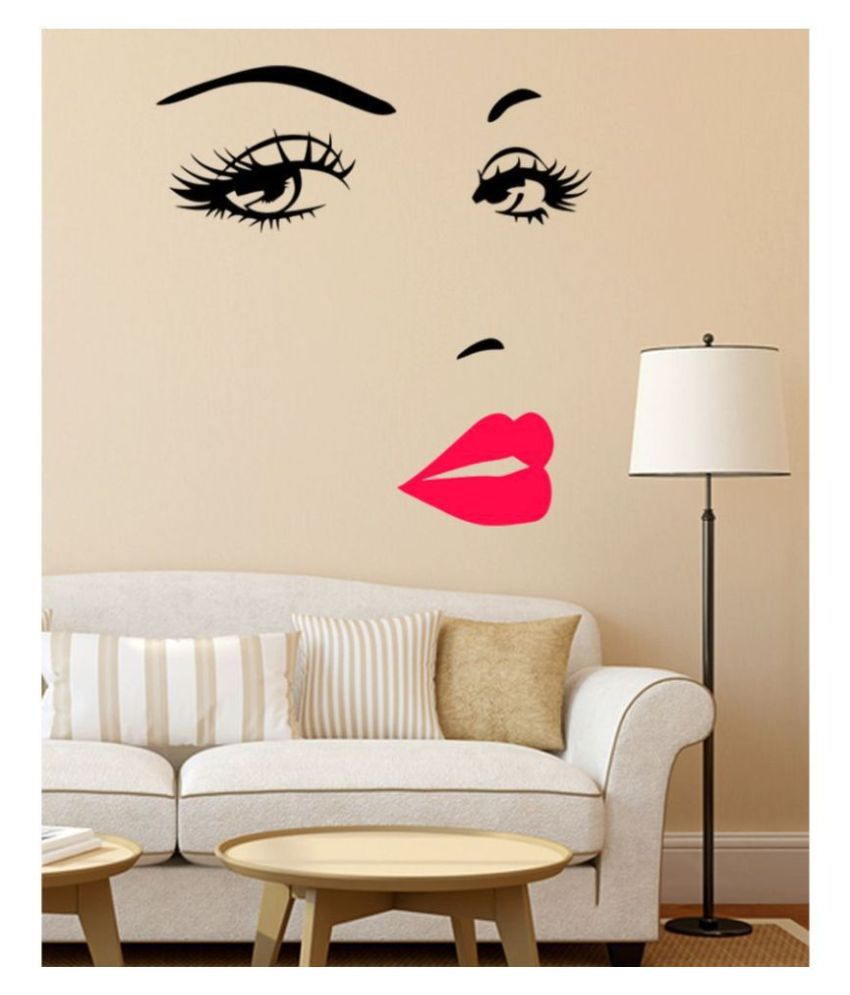    			HOMETALES Girl's Face With Pink Lips Sticker ( 50 x 70 cms )