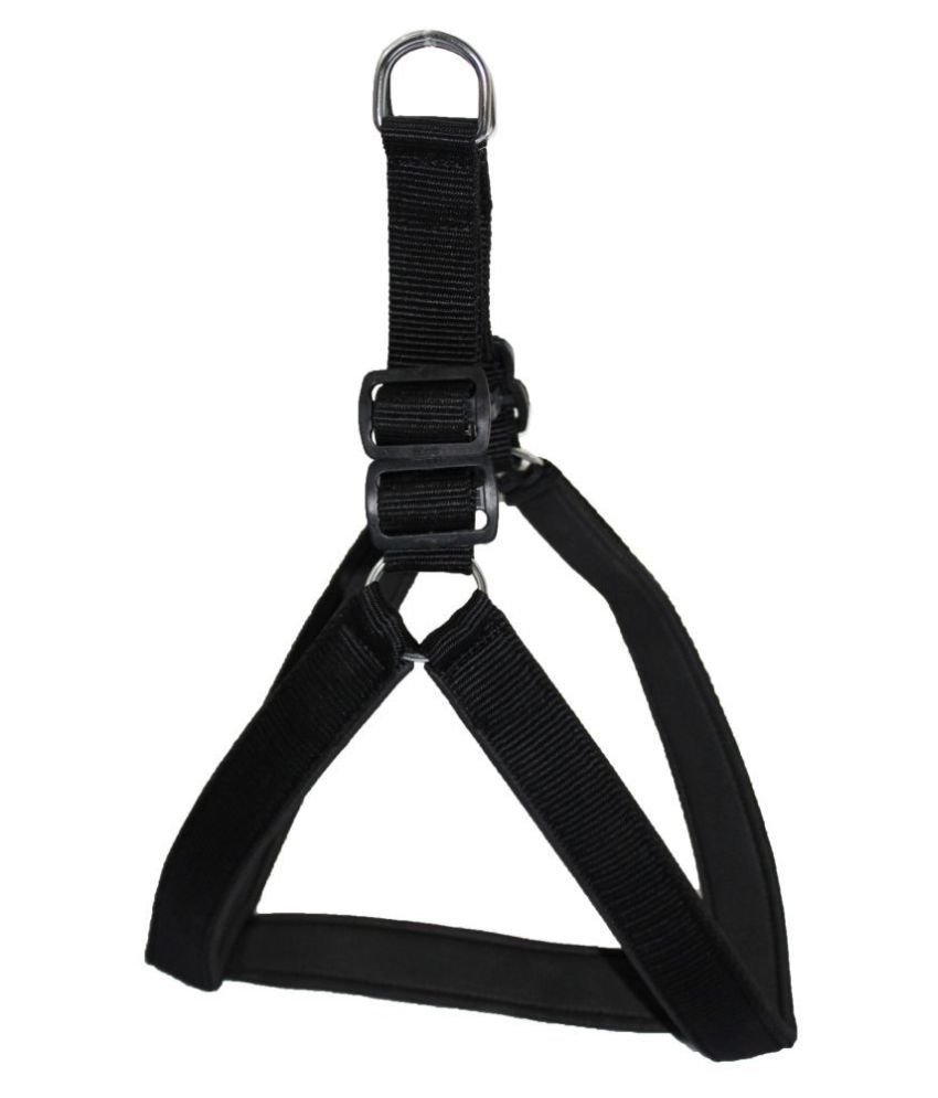     			Petshop7 Nylon Rubber Padded Black Adjustable Dog Harness & Leash Rope 0.75 Inch For Small Pet (Chest Size adjustable : 22- 25inch)