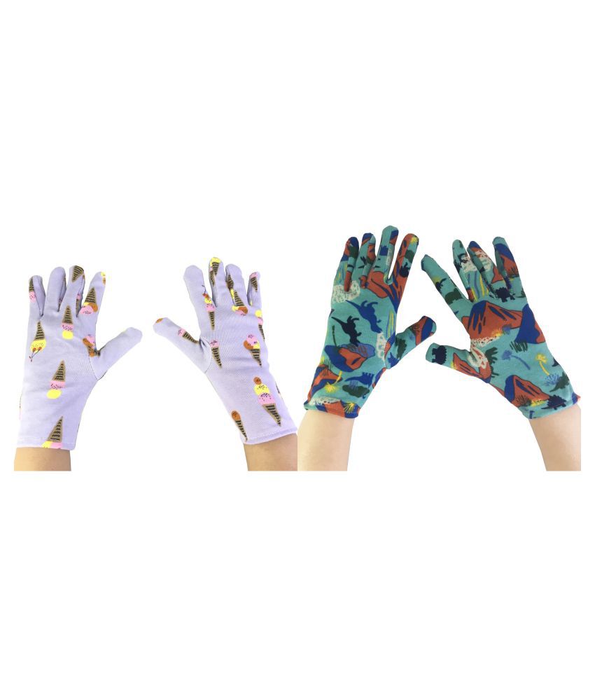 Vinnee Multicolor Cotton Gloves Pack Of 2 For Winters