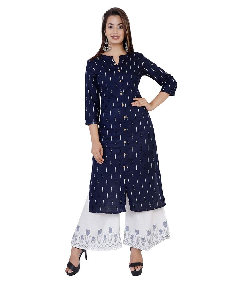     			HF Holyday Fashion Blue Rayon A-line Kurti