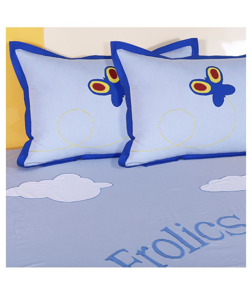     			Hugs'n'Rugs - Regular Blue Cotton Pillow Covers 60*40 ( Pack of 2 )