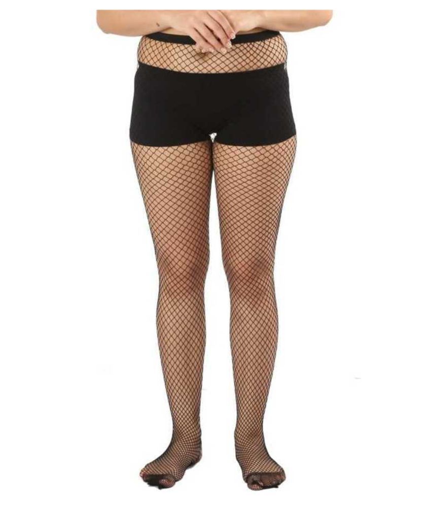     			HF LUMEN Women's/Girls's High Waist Pantyhose Tights Fishnet Stockings Broad Mesh Net Style, Free Size, Black