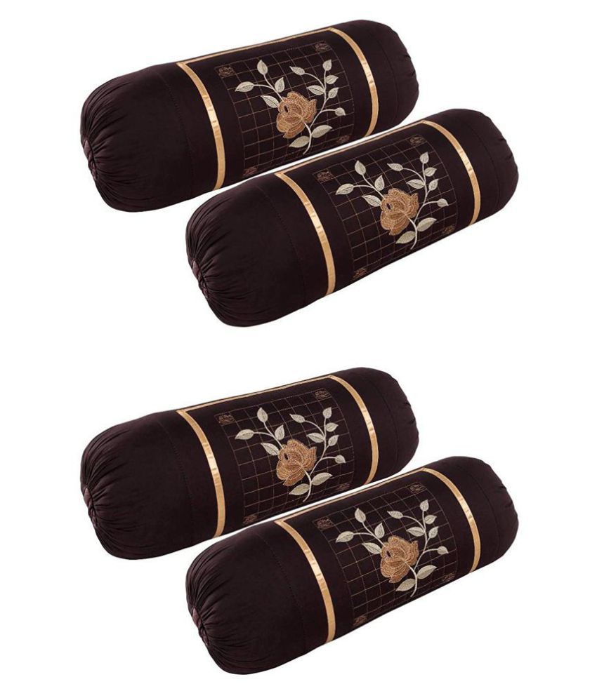     			MAHALUXMI COLLECTION Pack of 4 Brown Pillow Cover