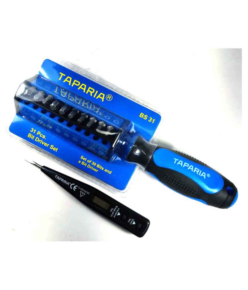 Taparia Set of 2 Hand Tool Combo (31 Piece Steel Bit Screw Driver Set(BS-31)/Digital Tester(MDT-81)