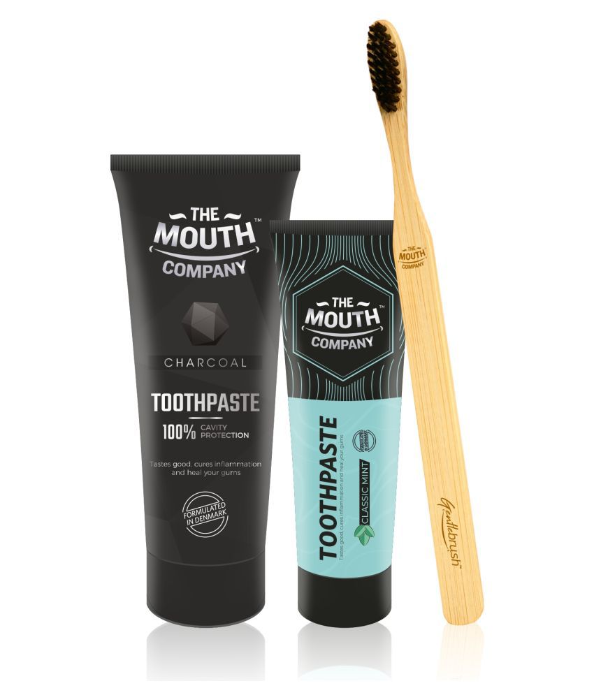     			The Mouth Company  Mint Toothpaste, Charcoal Toothpaste Standard Oral Kit Pack of 3