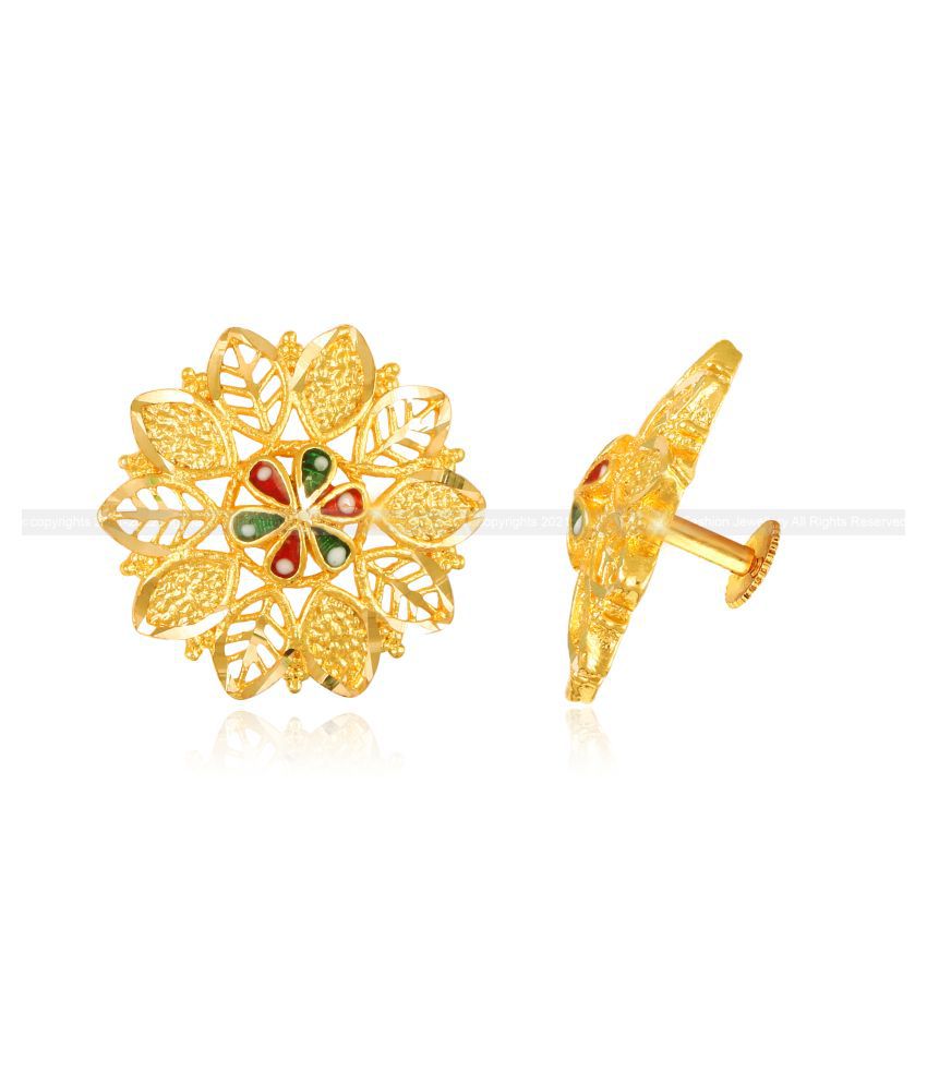     			Vighnaharta Traditional wear South Screw back alloy Gold Plated Jumbo Stud Earring for Women and Girls (VFJ1349ERG)
