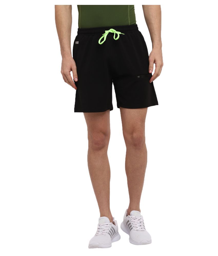     			YUUKI Black Polyester Running Shorts