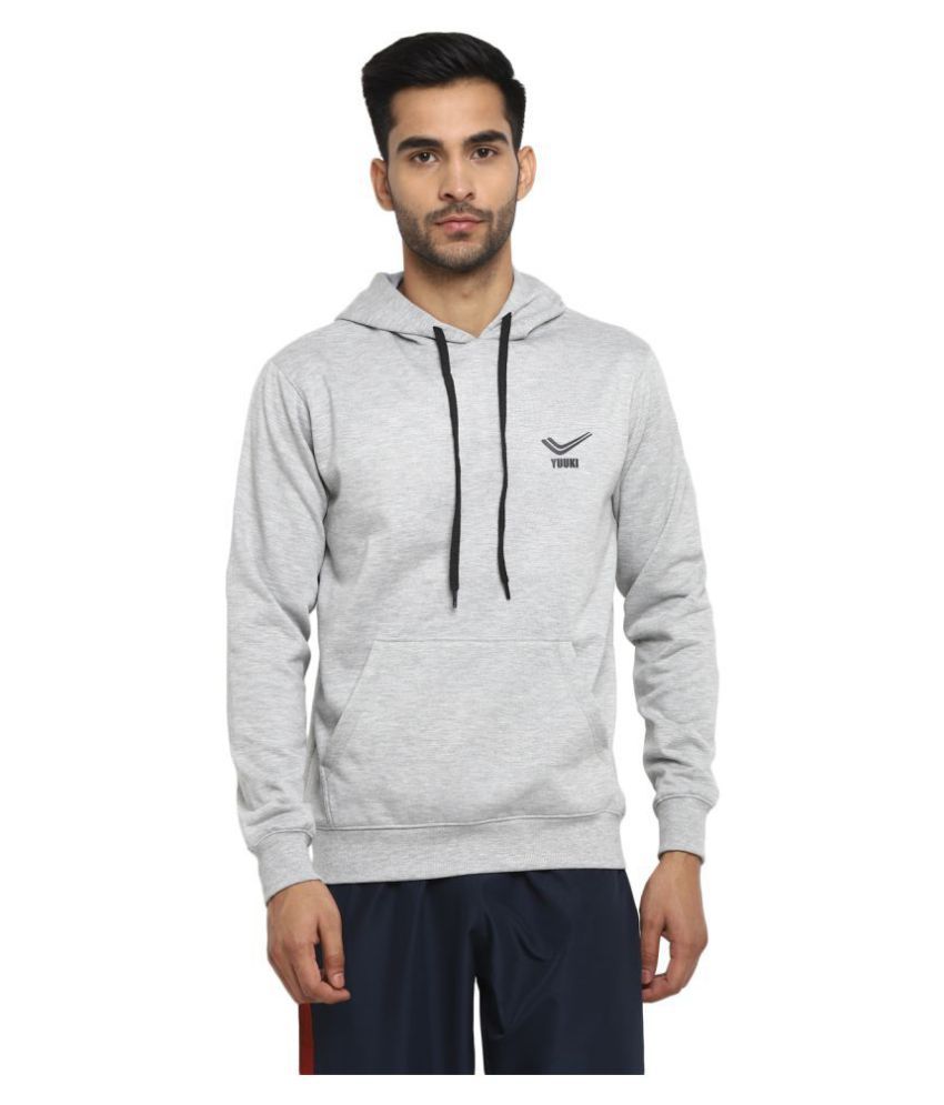     			YUUKI Grey Polyester Sweatshirt