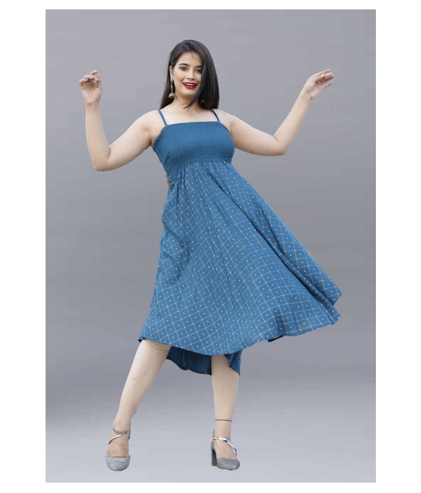     			ZAMAISHA Rayon Turquoise A- line Dress