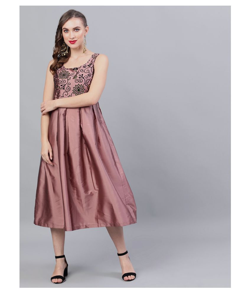 Aks Couture Silk Purple A- line Dress