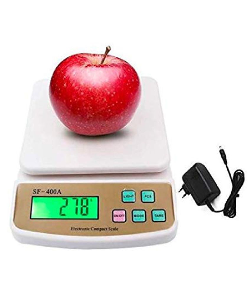     			ClubComfort Portable Electronic Kitchen Digital Weighing Scale with lcd backlight andTare Function with Adaptor (10 Kg-SF 400A) - White
