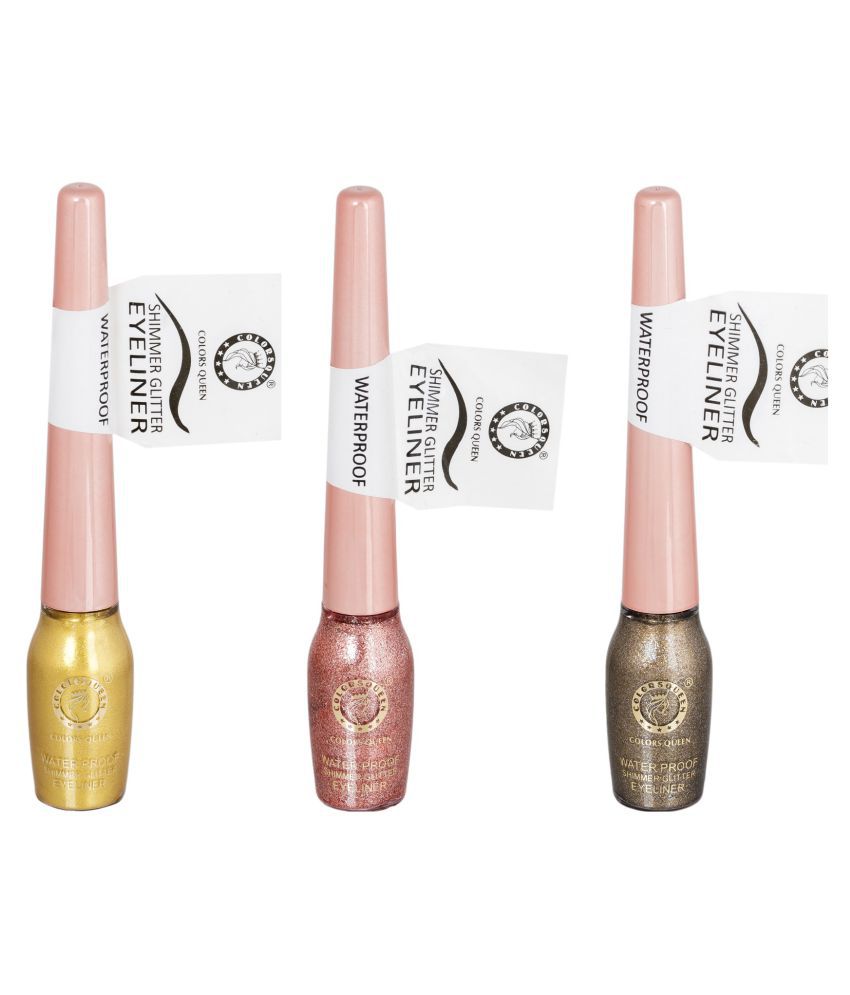 Colors Queen Shimmer Glitter Liquid Eyeliner Gold Pack of 3 5 mL